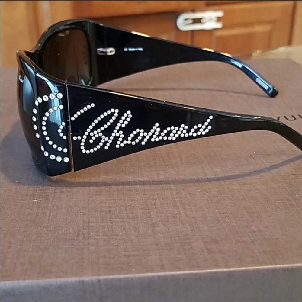 CHOPARD 100% Authentic Shield Wrap Black Strass Rhinestone Sunglasses SCH033S
